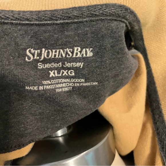 Men’s Rugby Shirt XL Navy Yellow Striped Long Sleeve Polo Preppy Sueded Cotton - Picture 4 of 5